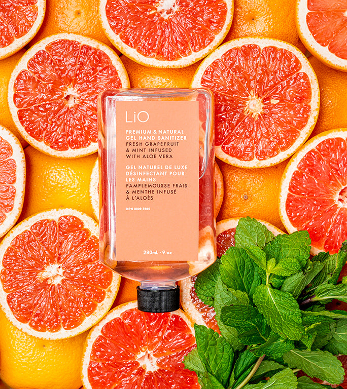 Grapefruit and mint LiO gel hand sanitizer