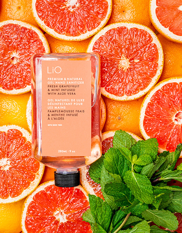 Grapefruit and mint LiO gel hand sanitizer