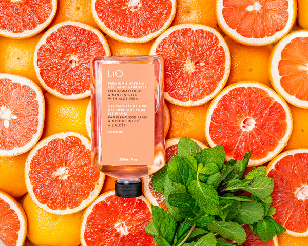 LiO Fresh grapefruit and mint scented gel hand sanitizer